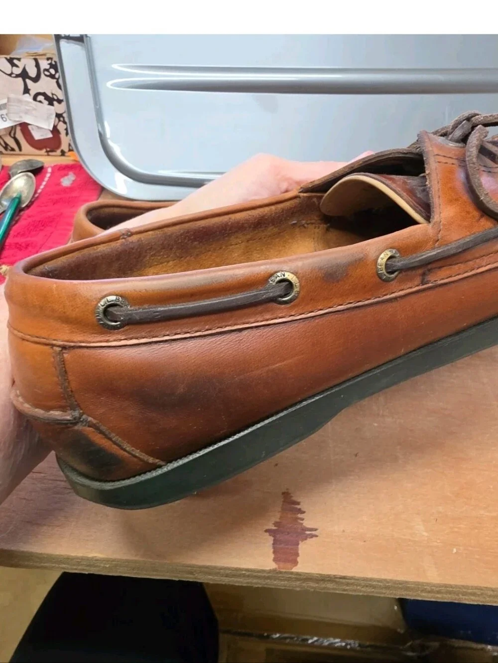 LL Bean Boat Shoes Mens 13D Brown Leather Casco Bay Moccasin Loafers Casual